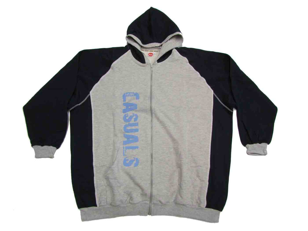 Honeymoon Kapuzen-Sweat-Jacke in grau und schwarz mit Reißverschluss und blauer CASUALS Schrift für sweatjacke herren