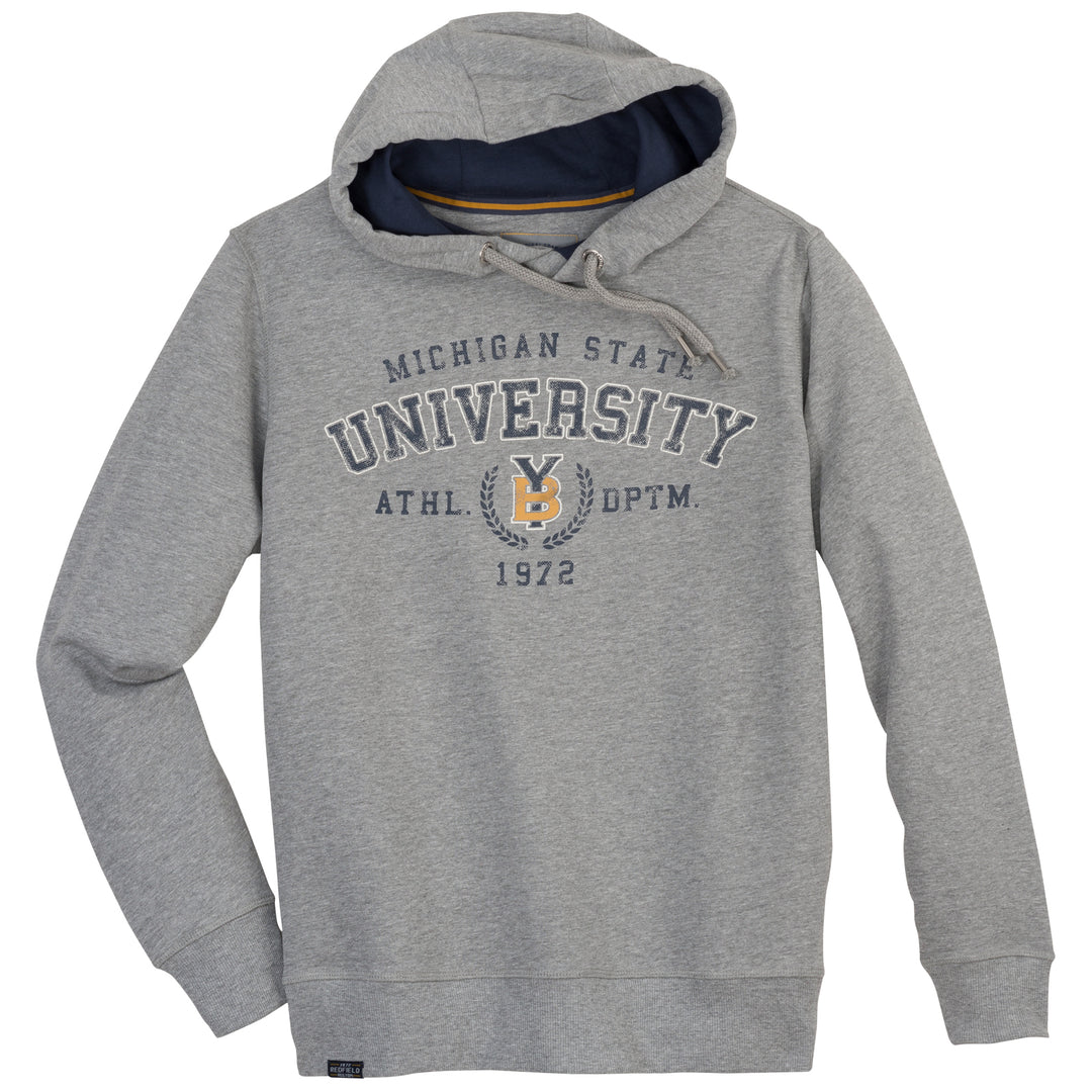 Redfield Kapuzen-Sweatshirt Übergrößen Herren in Grau mit University-Print und Kapuze