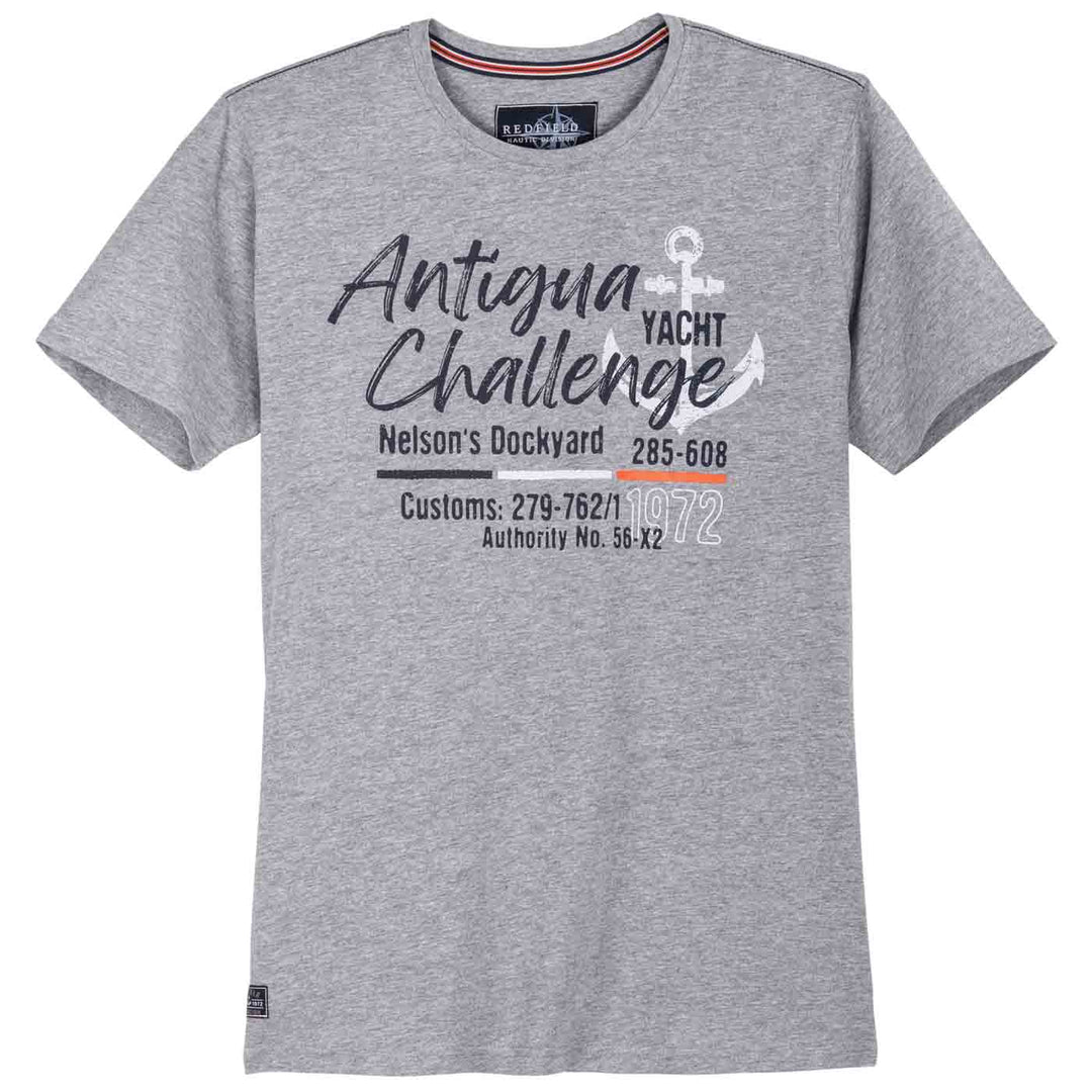Graues Redfield t shirt mit Antigua Challenge Aufdruck und Ankerdesign für Freizeitkleidung