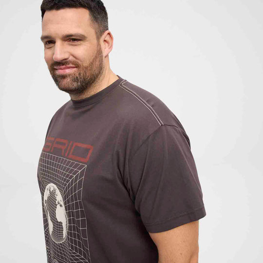 Allsize T-Shirt Übergröße Herren in Dunkelgrau mit stilvollem Grafikdruck auf Front