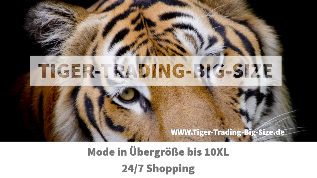 Gutschein für Herrenmode in Übergröße von BigTiger mit Tiger-Motiv und Online-Shopping Hinweis