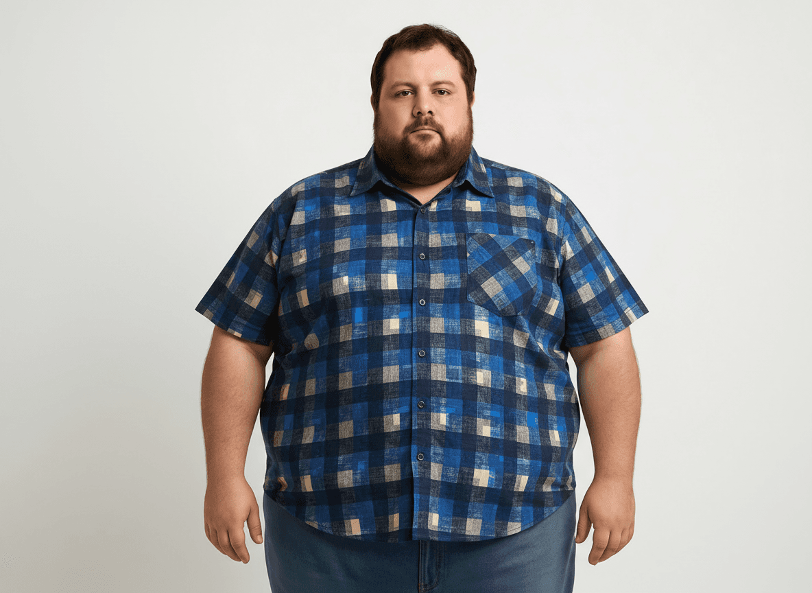 Blau kariertes hemd karo kurzarm von BigTiger aus bequemen Stoff für Herren