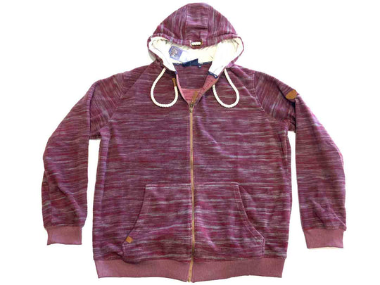 Brigg fleecejacke herren in bordeaux mit kapuze und seitentaschen aus weichem material