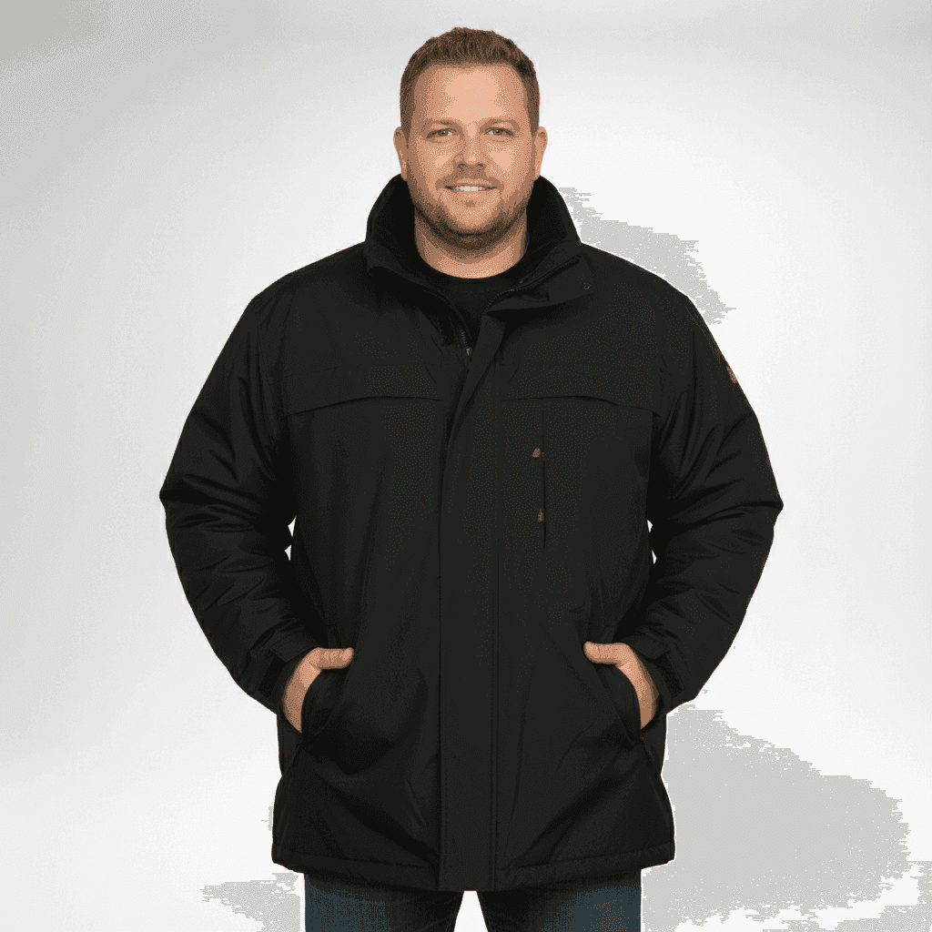 BigTiger 3in1 Herren Funktionsjacke in Schwarz mit hoher Kragenform und Taschen