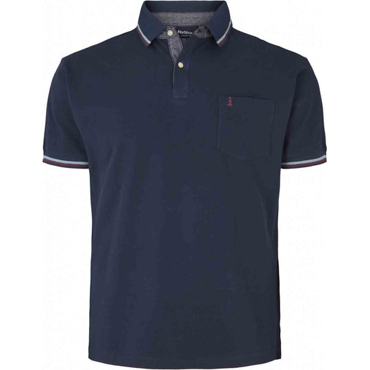 Dunkelblaues Allsize herren polo shirt mit Brusttasche und kurzem Ärmel