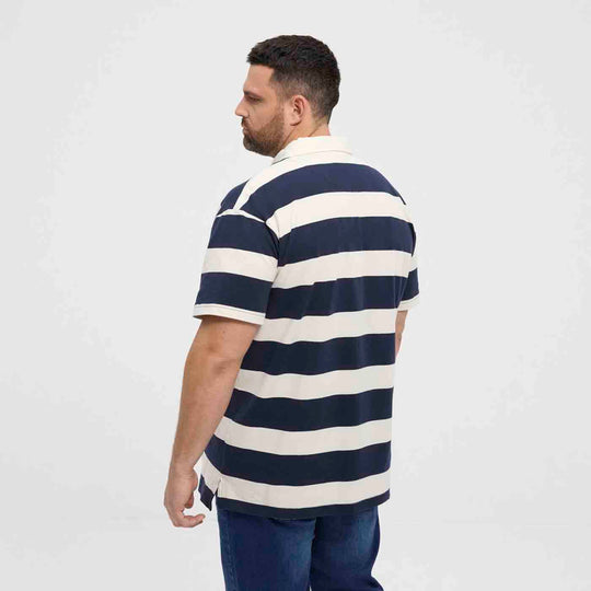 Allsize herren polo shirt mit schwarzen und weißen breiten Streifen, Rückansicht getragen
