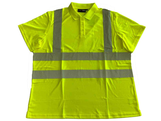 BigTiger Warn-Polo-Shirt in Neon Gelb mit reflektierenden Streifen für Herren polo shirt