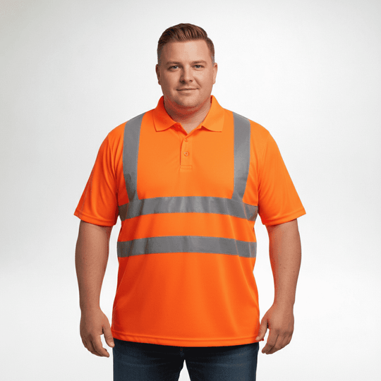 BigTiger Warn-Polo-Shirt in Orange mit reflektierenden Streifen für herren polo shirt