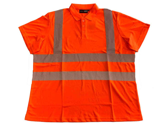 BigTiger Warn-Polo-Shirt für Herren in leuchtendem Orange mit reflektierenden Streifen