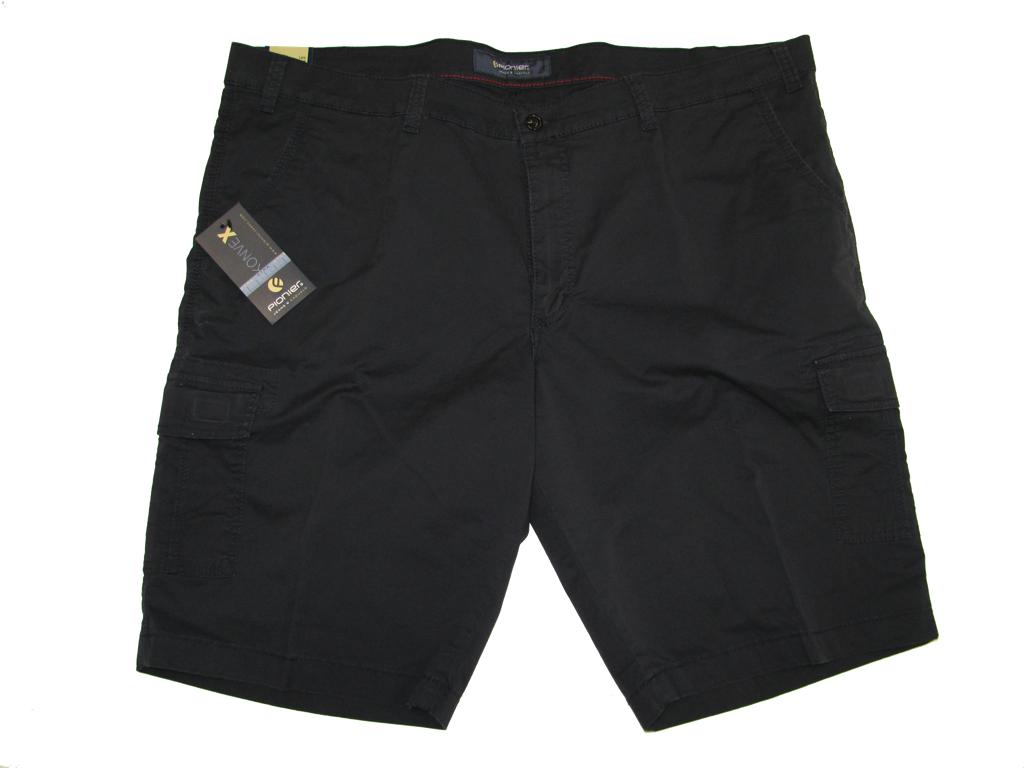 Schwarze kurze Jeans Hose von Pionier in Übergröße Herren mit praktischem Cargo-Design