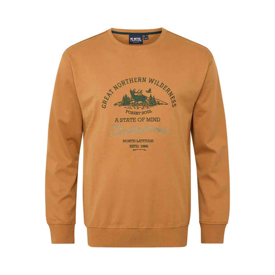 Braunes Sweatshirt Übergröße Herren mit Waldmotiv und Rundhalsausschnitt von Mein Shop