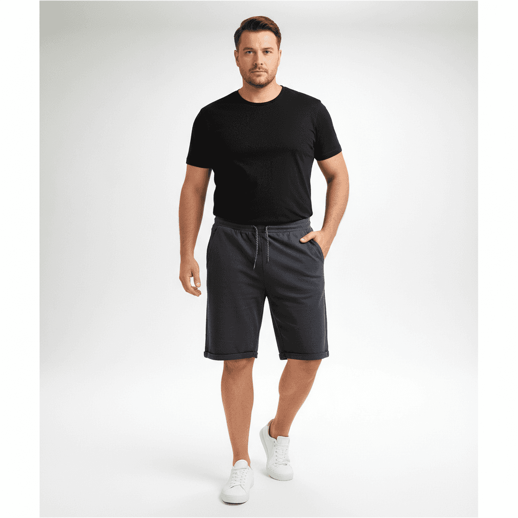 Herren Sweatshorts in dunkelgrau von Allsize, bequeme Capri-Shorts mit Kordelzug und Taschen