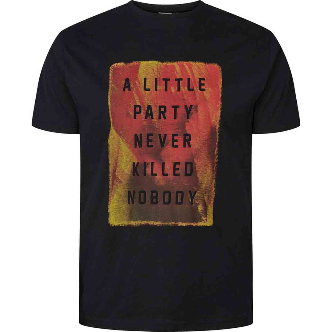 Schwarzes T-Shirt Herren bedruckt mit farbigem Aufdruck und Schriftmotiv von Allsize