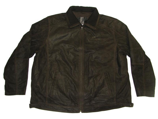Allsize Leder-Jacke als winterjacke herren in dunklem Braun mit Reißverschluss und Taschen