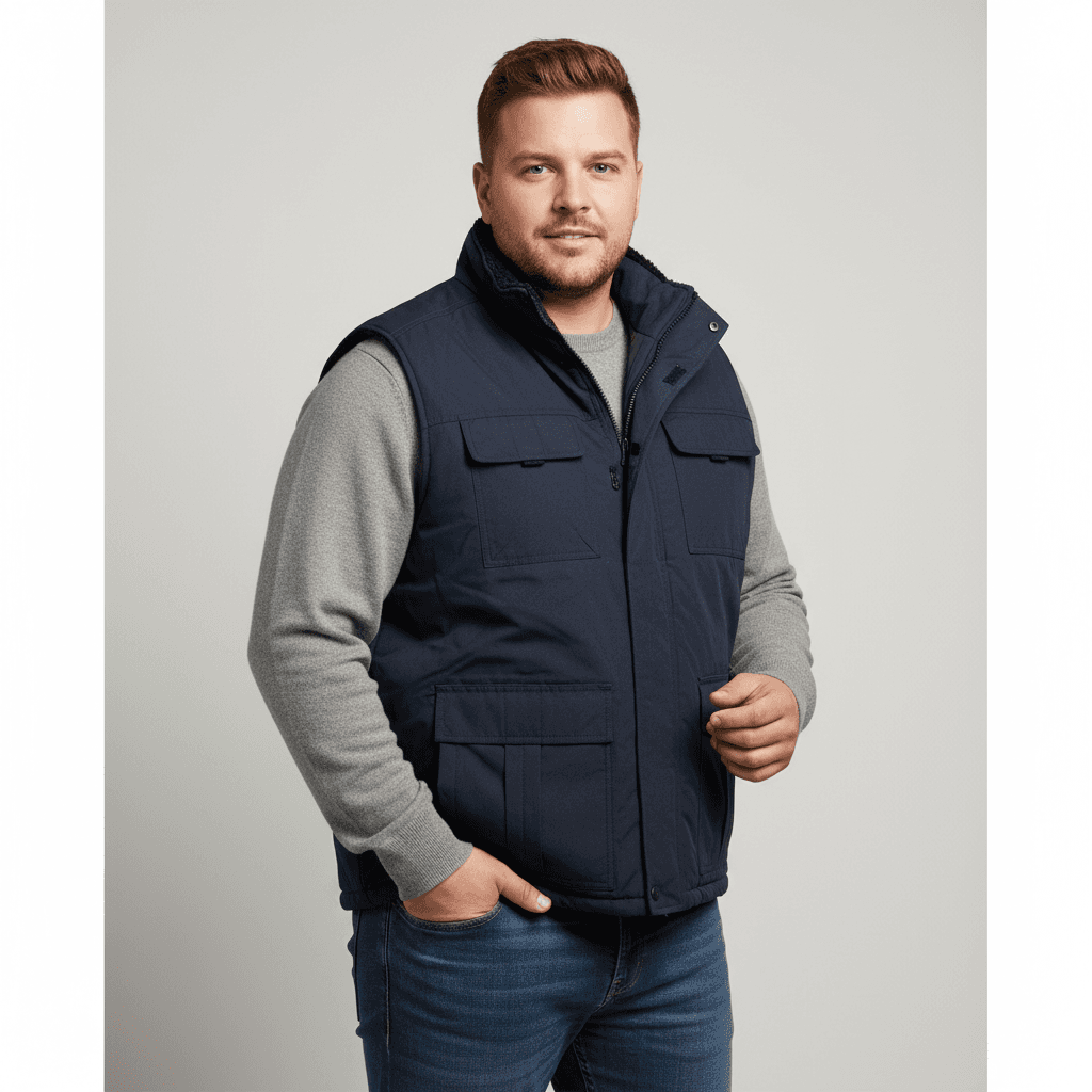 Terrax Herren Winterweste in Dunkelblau mit Stehkragen und mehreren Taschen für kalte Tage