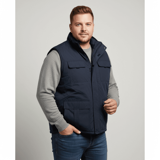 Terrax Herren Winterweste in Dunkelblau mit Stehkragen und mehreren Taschen für kalte Tage