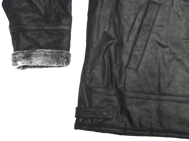 Schwarze herren lederjacke aus Leder mit weichem Futter und seitlicher Tasche von Allsize