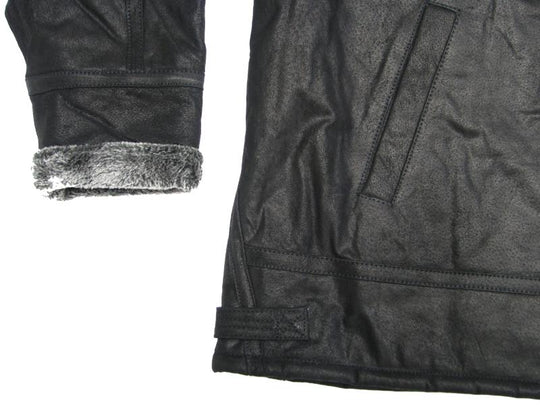 Schwarze herren lederjacke aus Leder mit weichem Futter und seitlicher Tasche von Allsize