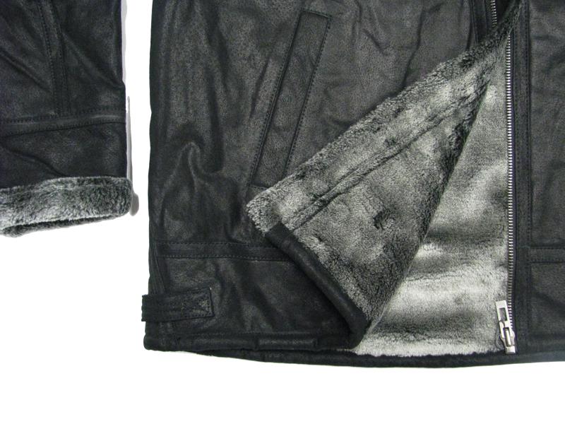 Herren lederjacke von Allsize mit warmem grauem Innenfutter aus weichem Stoff
