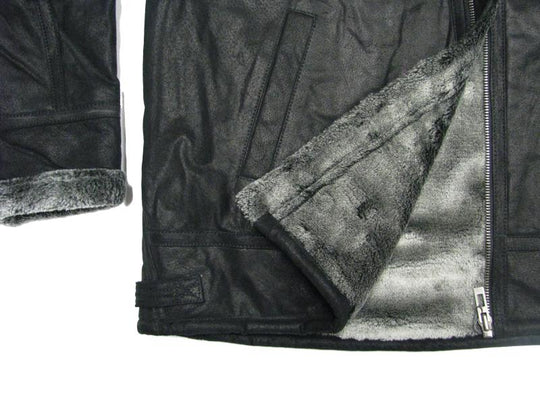 Herren lederjacke von Allsize mit warmem grauem Innenfutter aus weichem Stoff