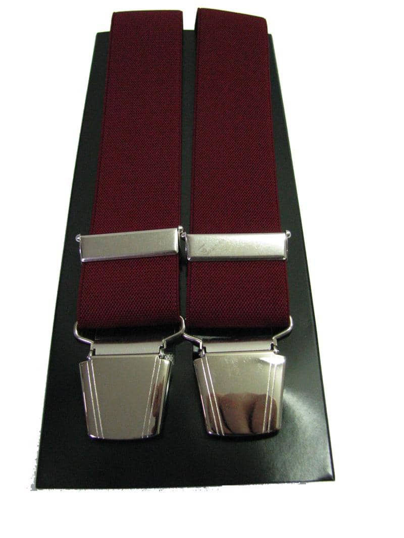 Lindemann Hosenträger Herren in Bordeauxrot mit silbernen Clips und verstellbaren Riemen