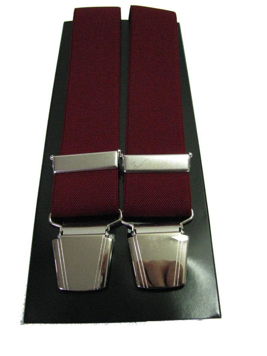 Lindemann Hosenträger Herren in Bordeauxrot mit silbernen Clips und verstellbaren Riemen