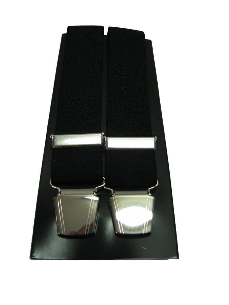 Lindemann schwarze Hosenträger Herren mit verstellbaren silbernen Clips und elastischem Material