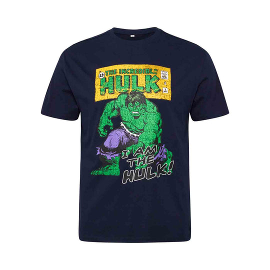 Allsize Hulk T-Shirt Übergröße in Dunkelblau mit großem Hulk Comicdruck vorne