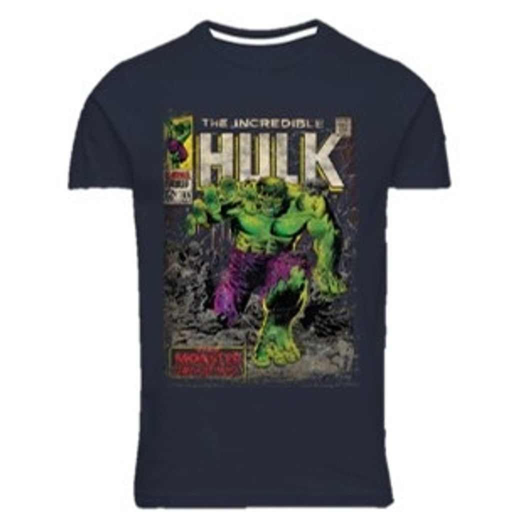 Hulk T-Shirt Übergröße von Allsize mit klassischem Comic-Print in grün und lila