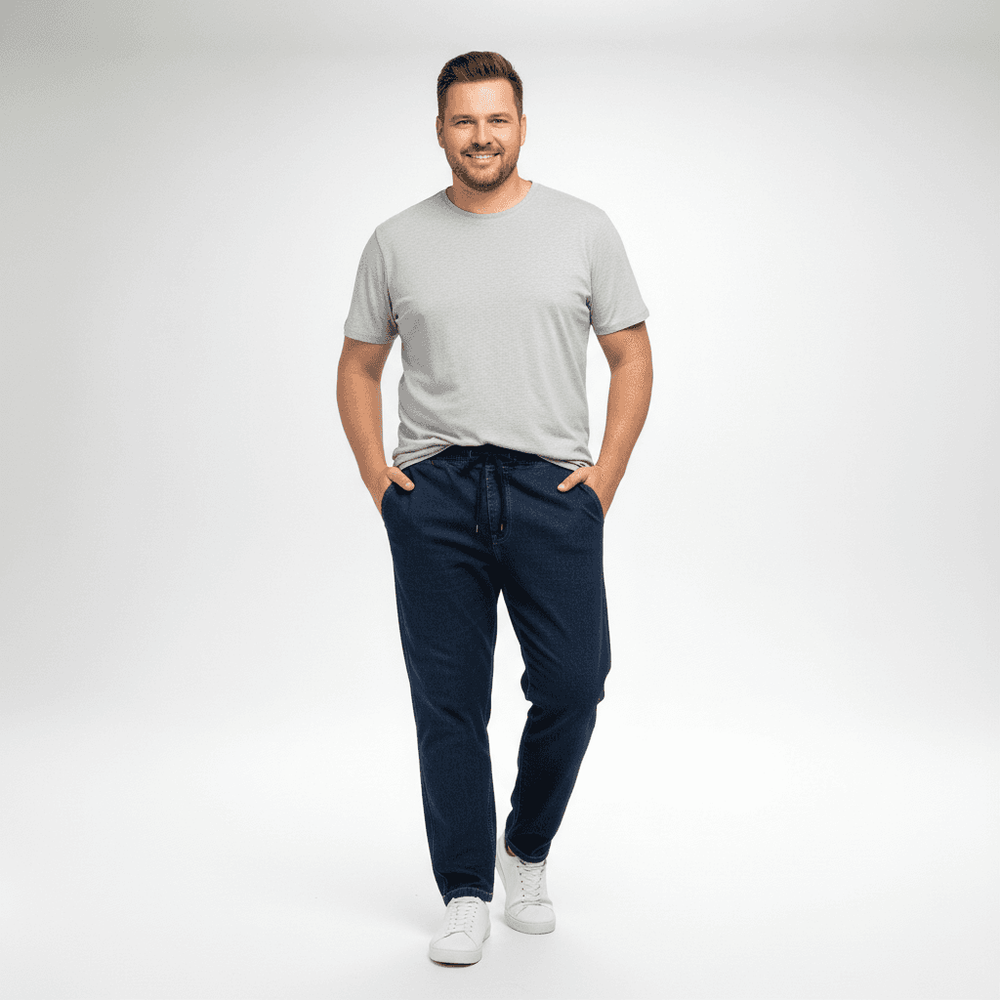 BigTiger Jeans Jogginghose Übergröße Herren in dunkelblau mit bequemem Schnitt und elastischem Bund