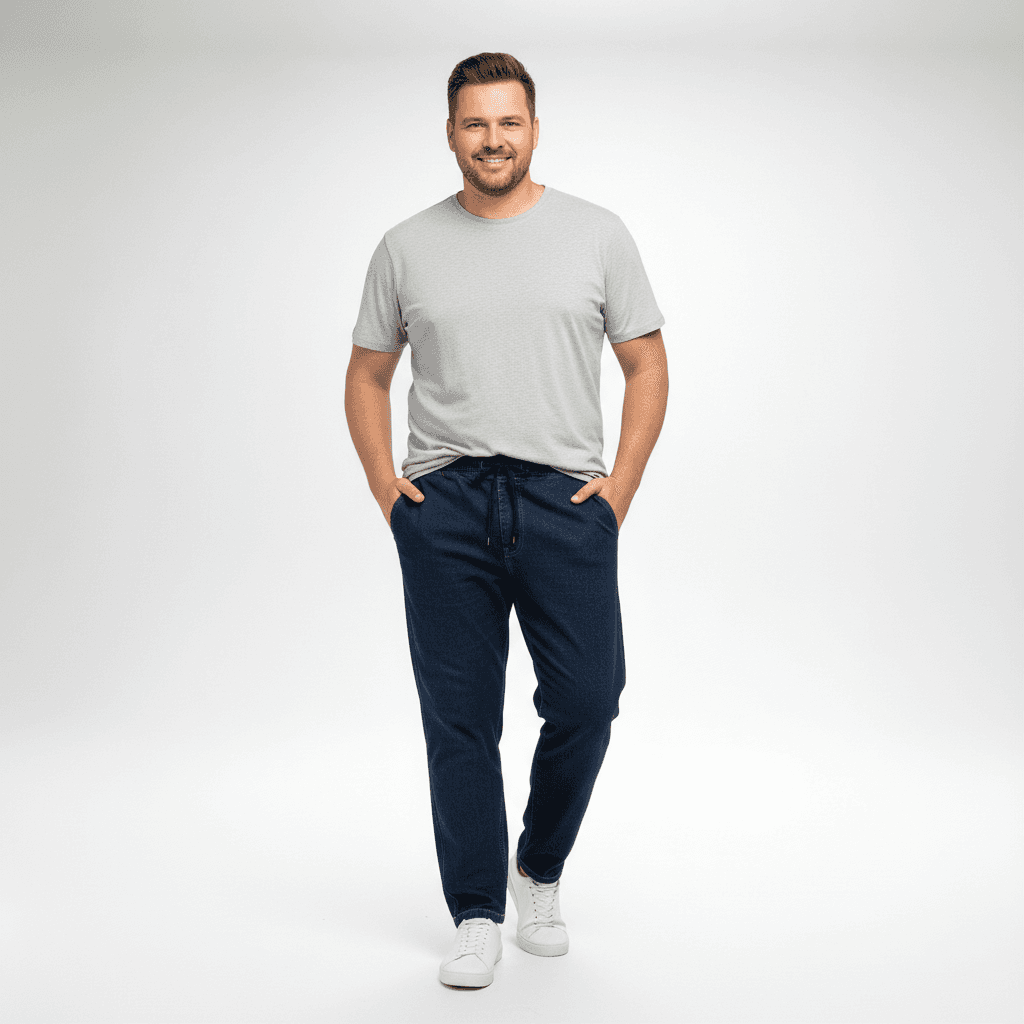 BigTiger Jeans Jogginghose Übergröße Herren in dunkelblau mit bequemem Schnitt und elastischem Bund