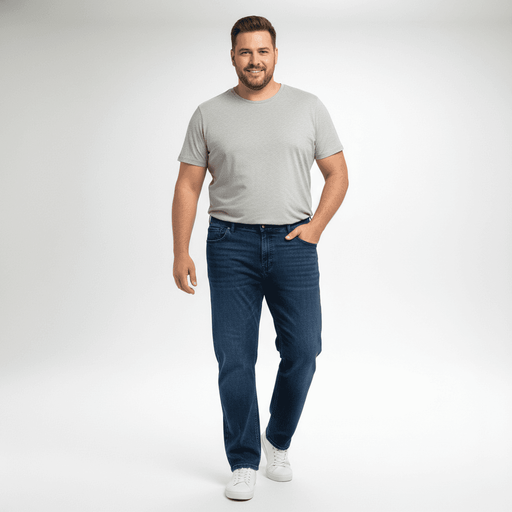BigTiger Basic Jeans Übergröße Herren in dunklem Denim mit lässigem gerade geschnittenem Stil