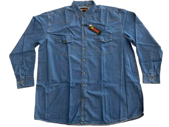 Kamro Jeanshemd Herren langarm aus Denim mit Brusttaschen und Knopfleiste