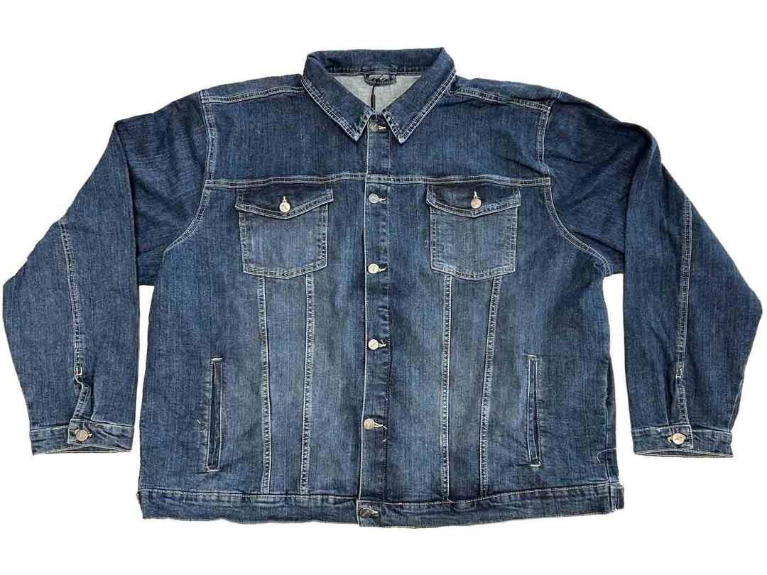 BigTiger klassische Jeansjacke herrn blau mit Knopfleiste und Brusttaschen aus Denim