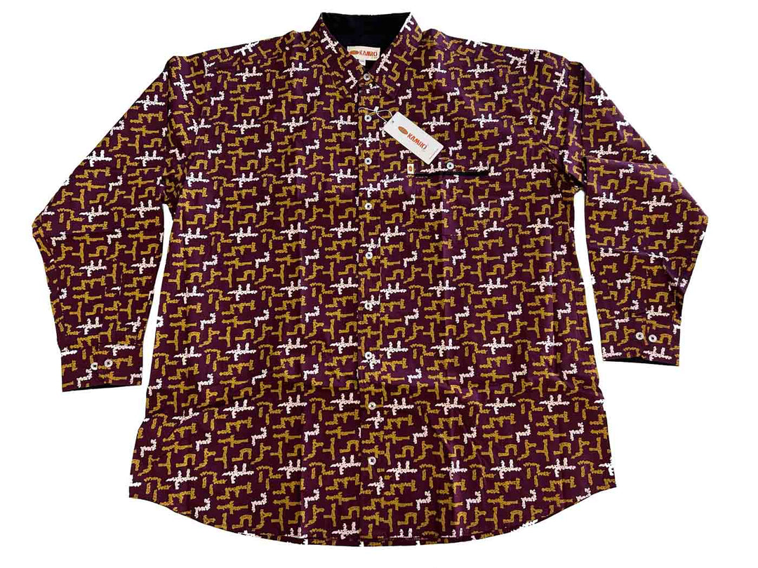 Bedrucktes Hemd Bordeaux Langarm in Übergröße von Kamro
