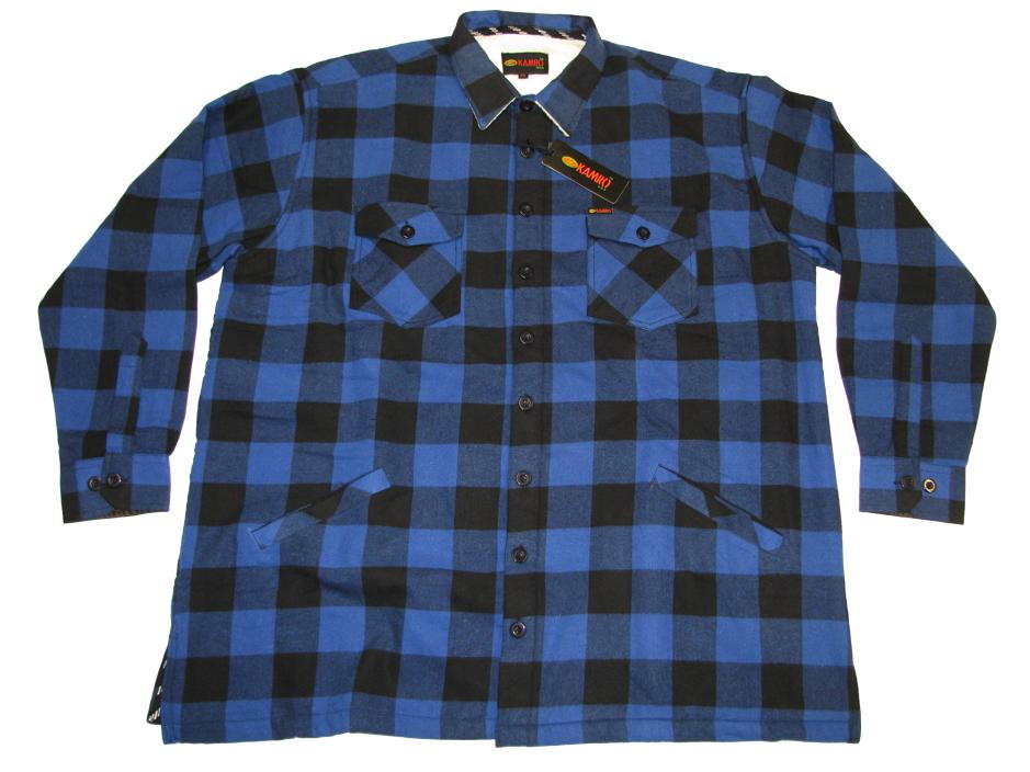 Kamro Holzfäller-ArbeitsJacke Herren Übergröße blau schwarz kariert aus robustem Stoff