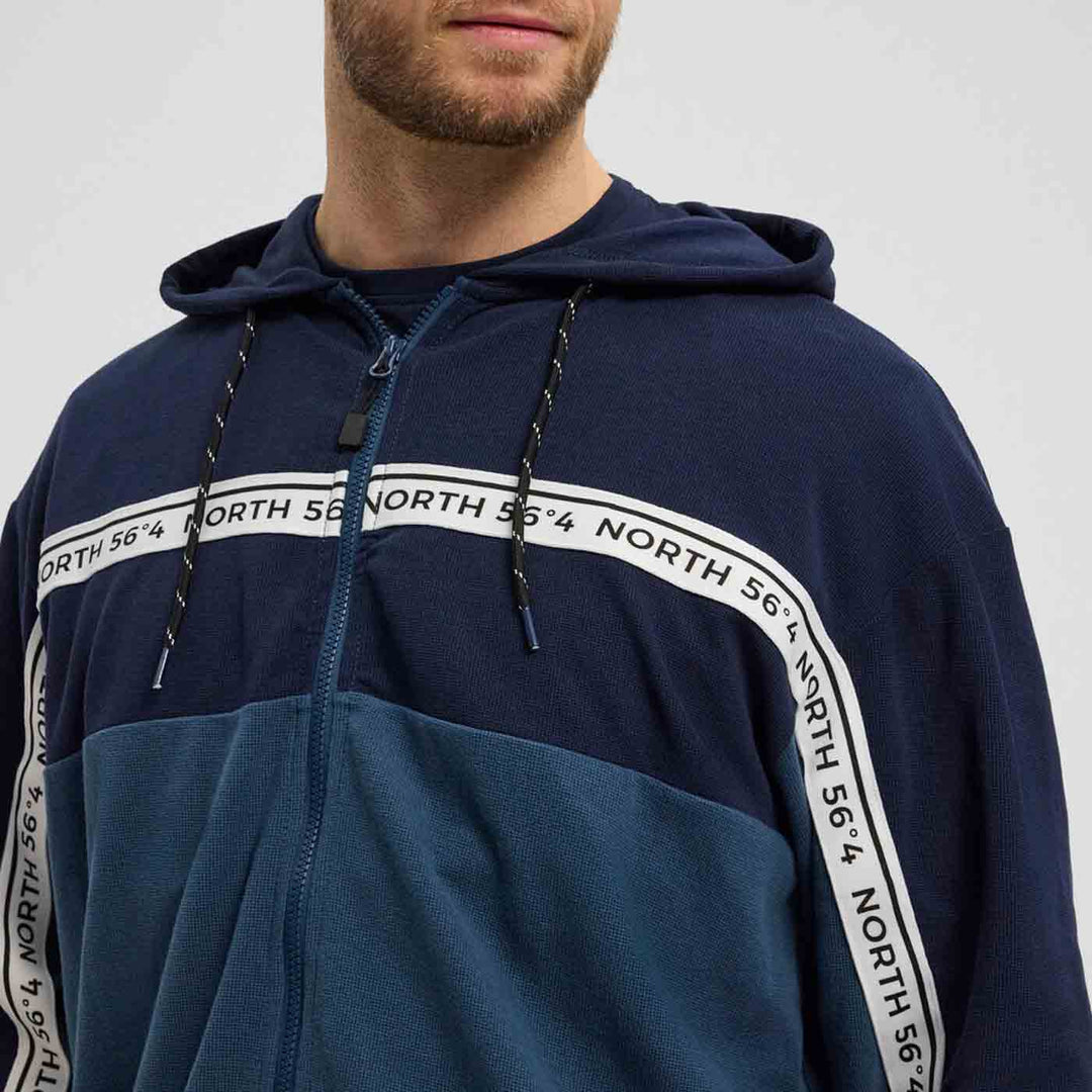 Kapuzen-Sweatjacke Herren Übergröße 4XL-8XL von Allsize in Blau mit Zipper und Kordelzug an der Kapuze