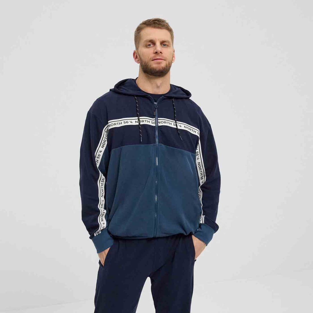 Allsize Kapuzen-Sweatjacke Herren Übergröße 4XL-8XL in Blau mit Reißverschluss und Kapuze