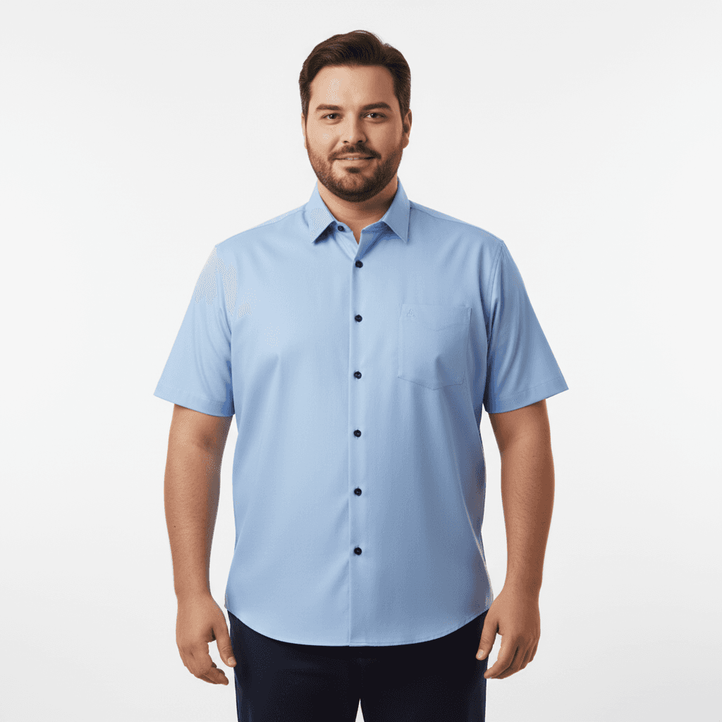 Adamo hellblaues hemd herren kurzarm mit Brusttasche und Knopfleiste für Herren