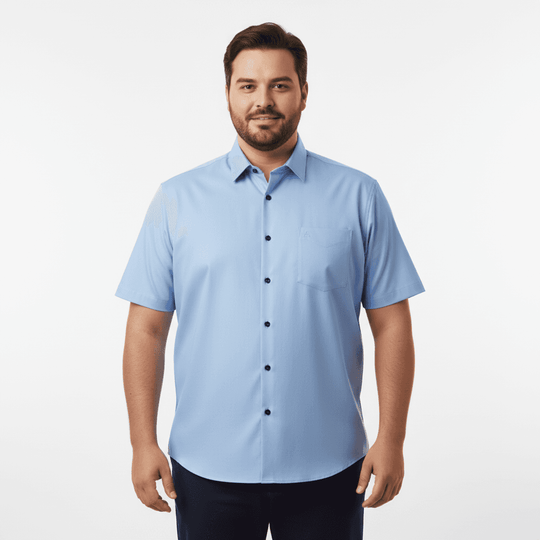 Adamo hellblaues hemd herren kurzarm mit Brusttasche und Knopfleiste für Herren