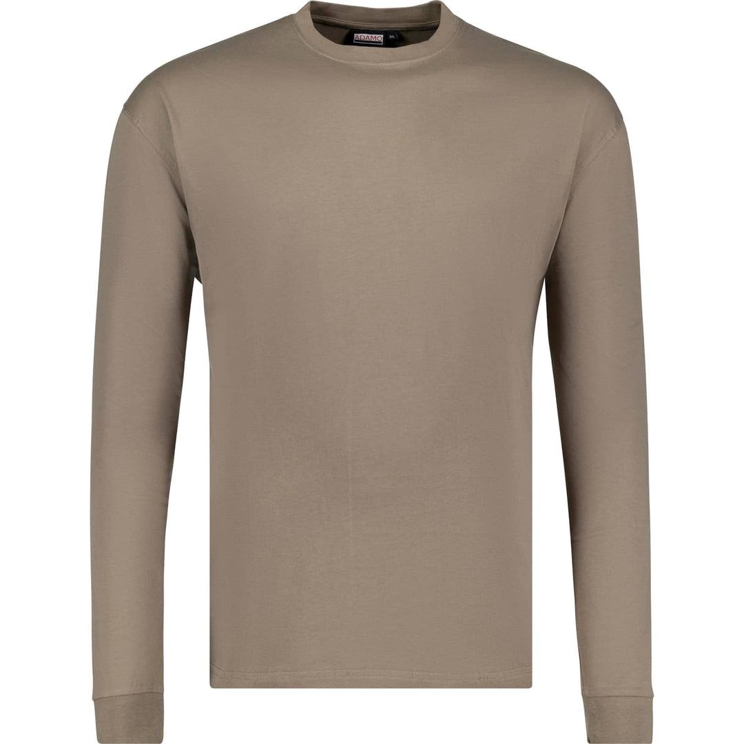 Adamo Langarmshirt Übergröße Herren in Braun mit Rundhalsausschnitt und schlichten Design