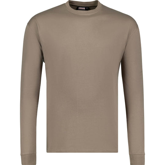 Adamo Langarmshirt Übergröße Herren in Braun mit Rundhalsausschnitt und schlichten Design