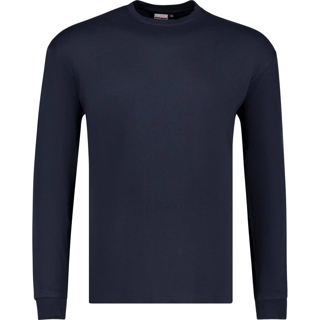 Adamo langärmeliges Langarmshirt Übergröße Herren T-Shirt in Dunkelblau mit Rundhalsausschnitt