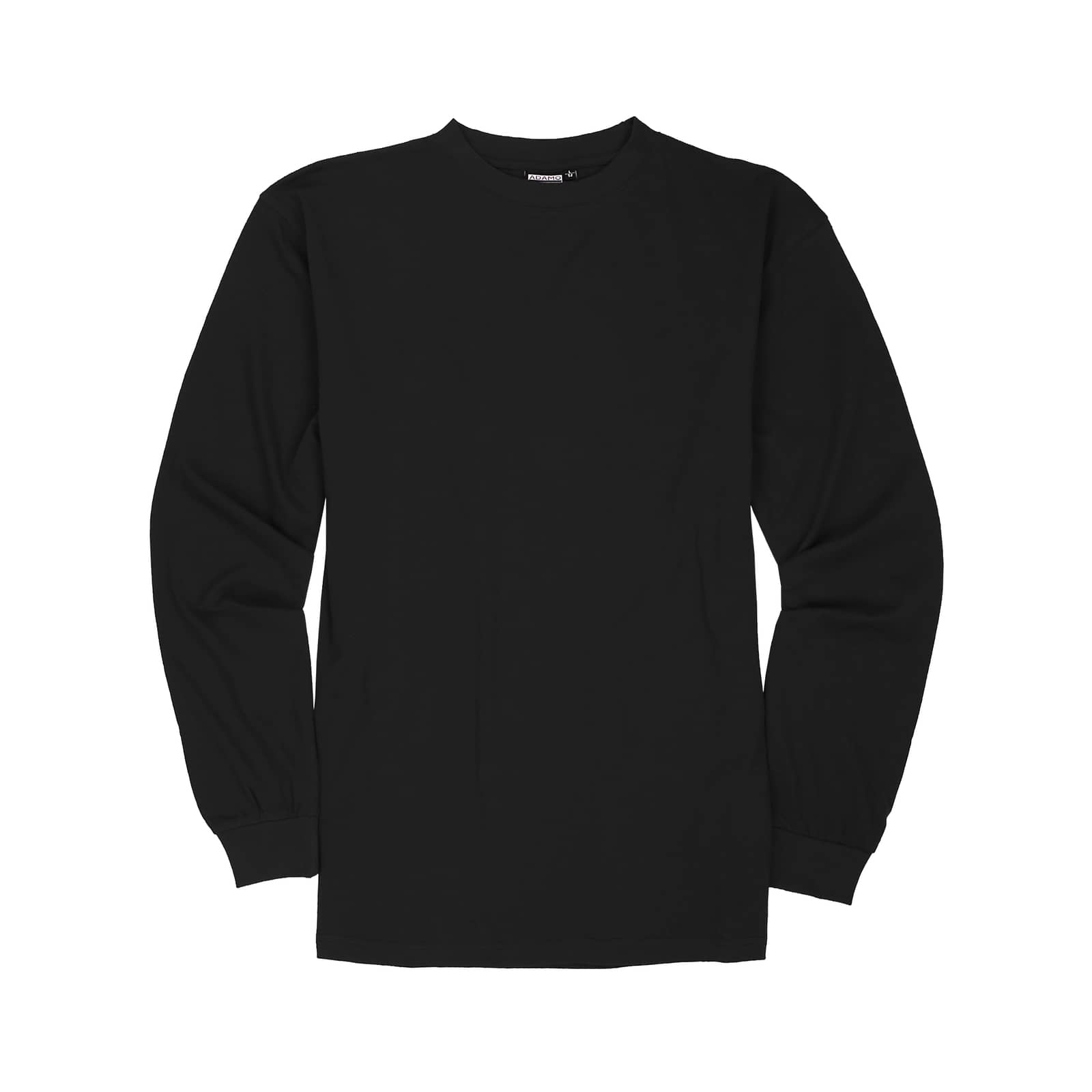 Schwarzes Adamo Langarmshirt Übergröße Herren aus hochwertiger Baumwolle mit Rundhalsausschnitt