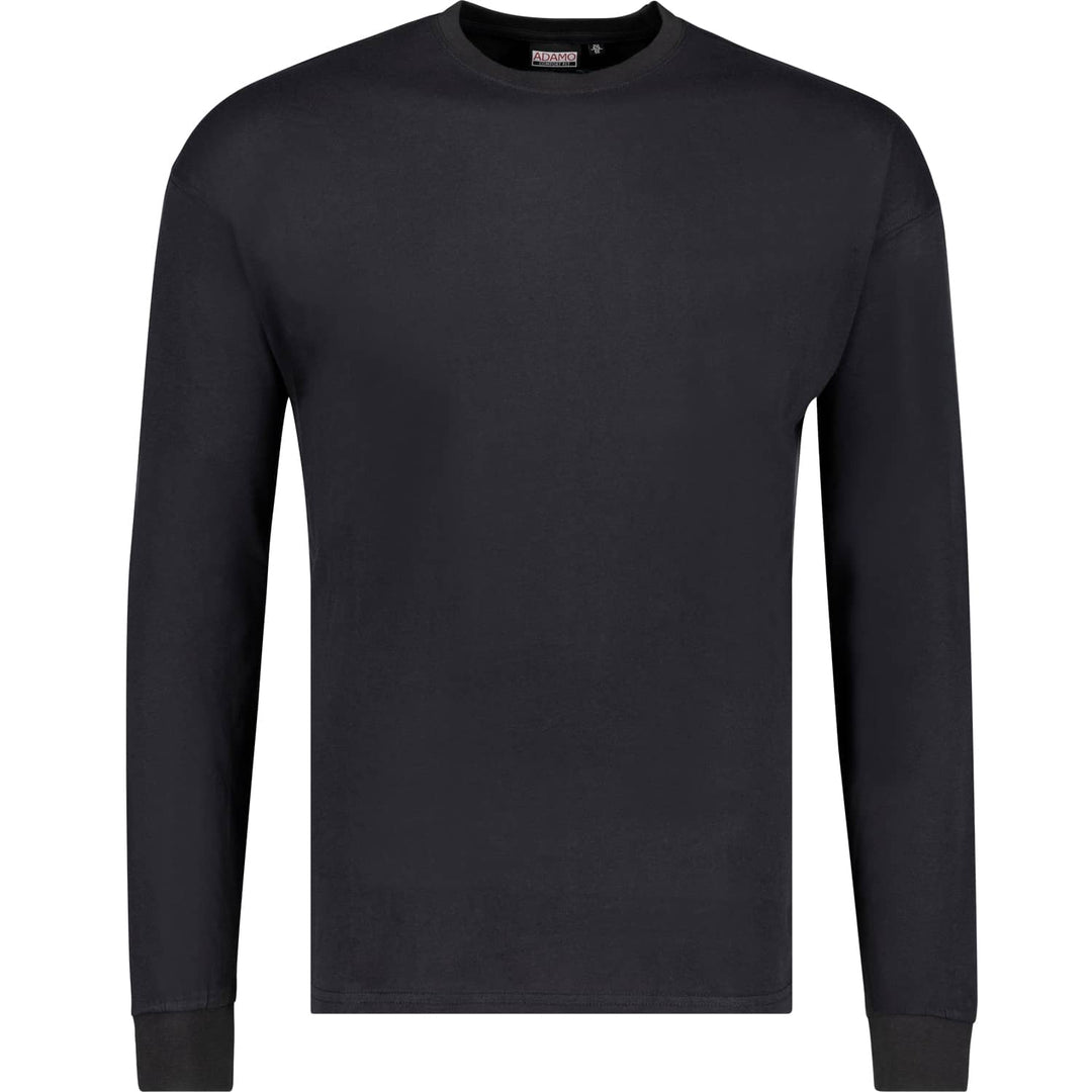 Adamo schlichtes schwarzes Langarmshirt Übergröße Herren aus weichem Baumwollmaterial