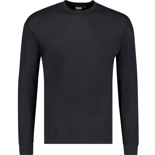 Adamo schlichtes schwarzes Langarmshirt Übergröße Herren aus weichem Baumwollmaterial