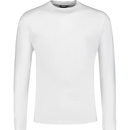 Adamo weißes Langarmshirt Übergröße Herren aus Baumwolle mit Rundhalsausschnitt