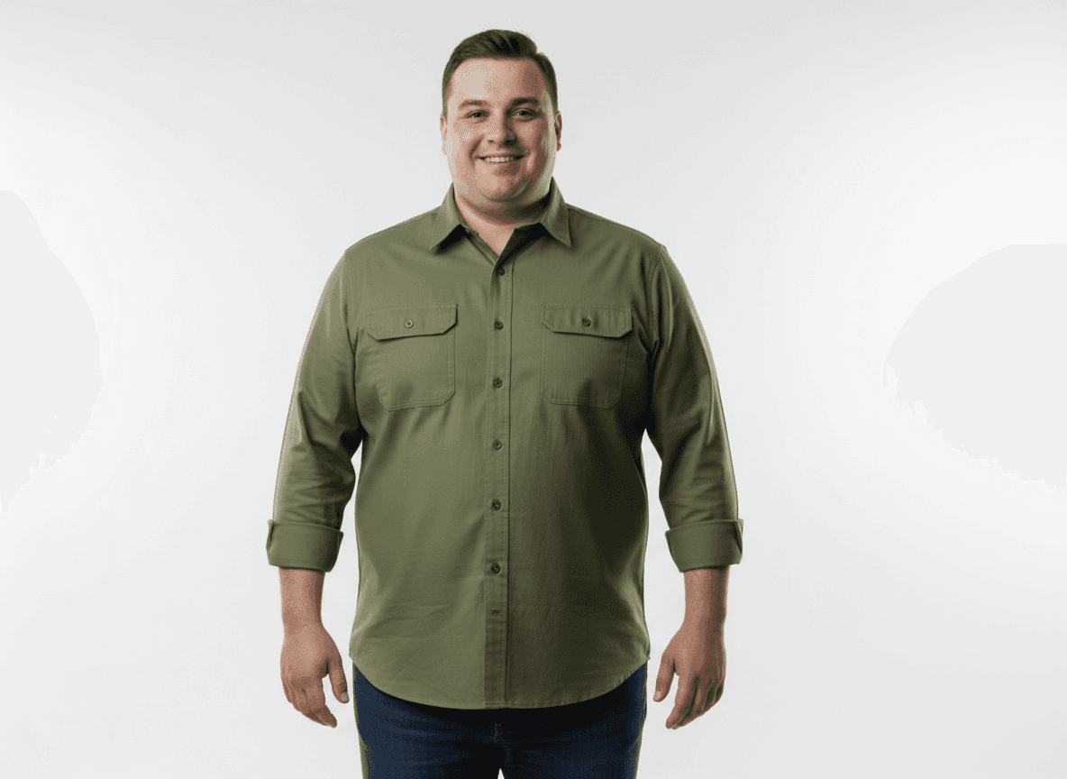 Kamro Jeans Hemd Langarm in Übergröße für Herren mit aufgesetzten Brusttaschen und klassischen Kragen