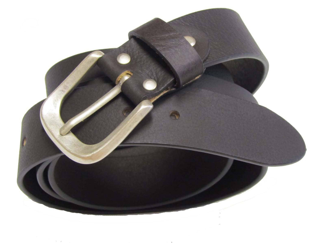 Erka Ledergürtel Herren Schwarz mit silberner Metallschnalle aus robustem Leder