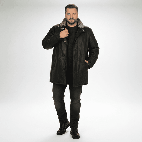 Winter-Leder-Jacke in Übergröße von ALLSIZE